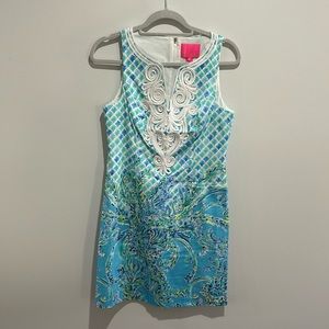 NWT Lilly Pulitzer Gabby Stretch Shift Bondi Blue Scuba Doo 4